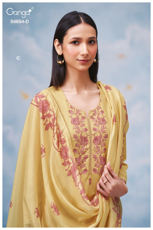 PURE COTTON PRINT WITH EMBROIDERY SUITS & PURE MASLIN SILK PRINT WITH CROCHET BORDER DUPATTA, COTTON BOTTOM.