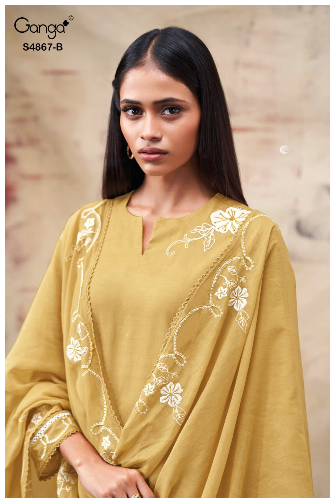 PURE BEMBERG MUL EMBROIDERED SUITS WITH PURE BEMBERG MUL EMBROIDERED DUPATTA & COTTON BOTTOM