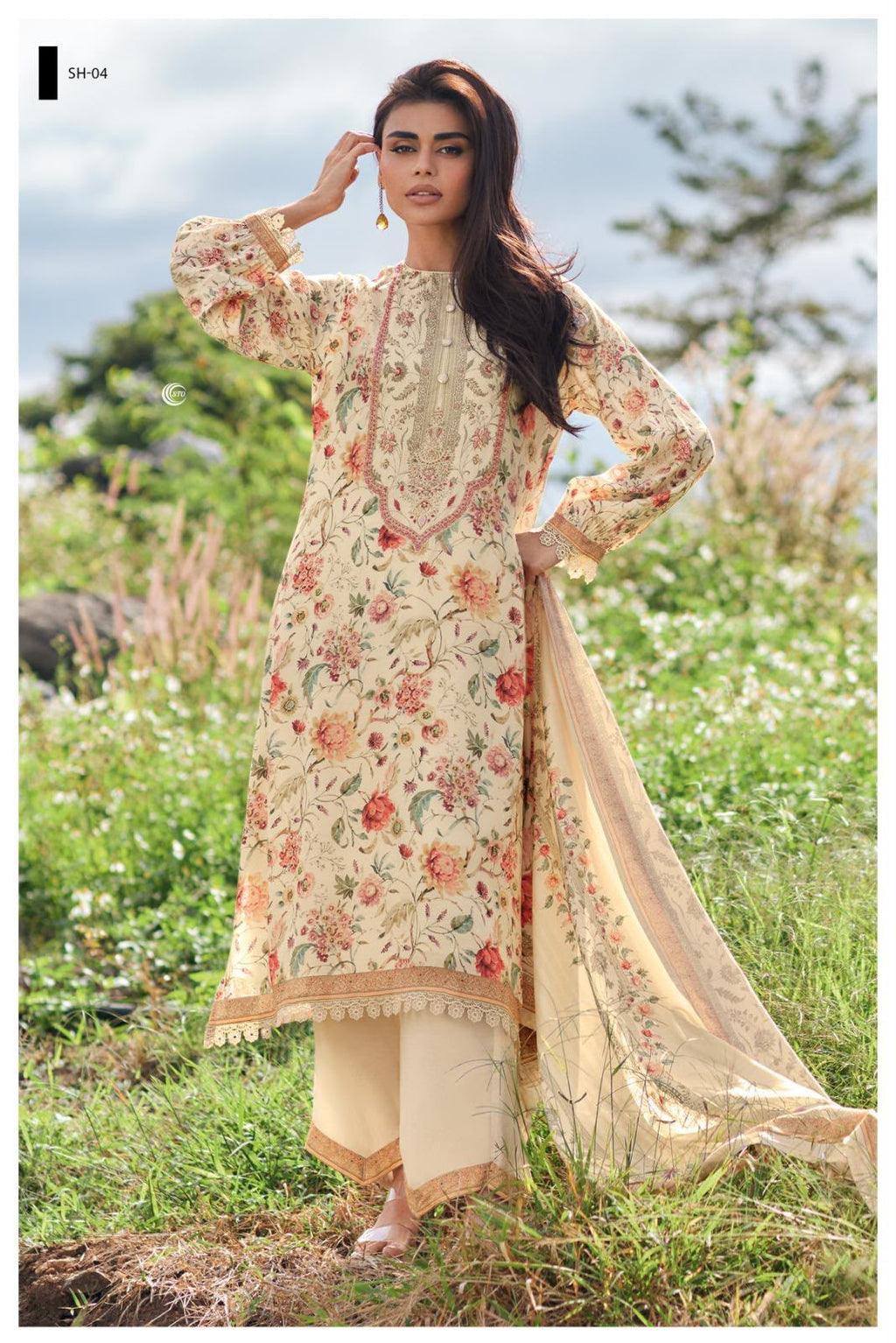 PURE COTTON PRINT WITH EMBROIDERY SUITS &amp; PURE COTTON DUPATTA, COTTON BOTTOM
