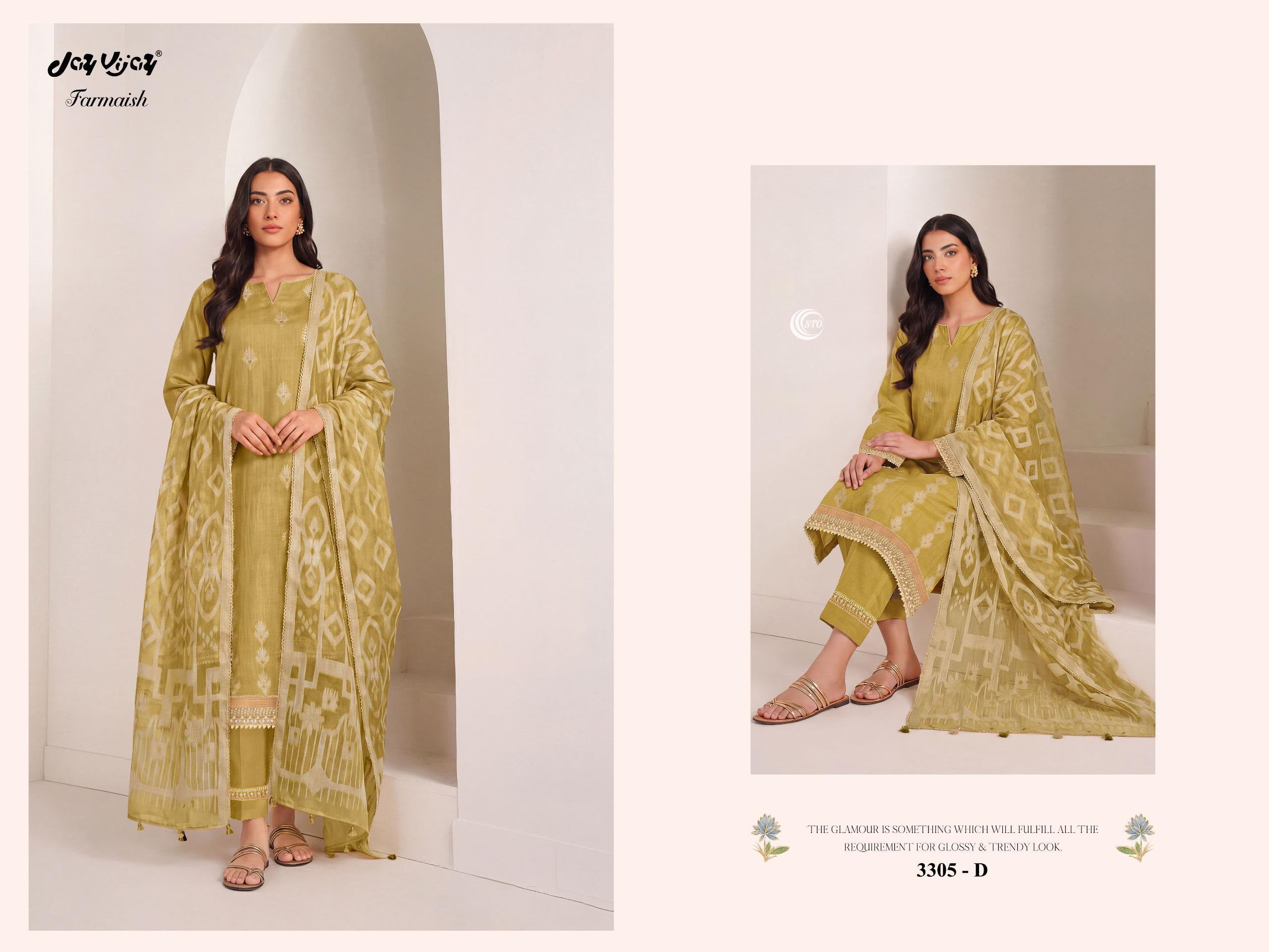 Pure Mul Chanderi Jacquard Embroidered Suit Set
