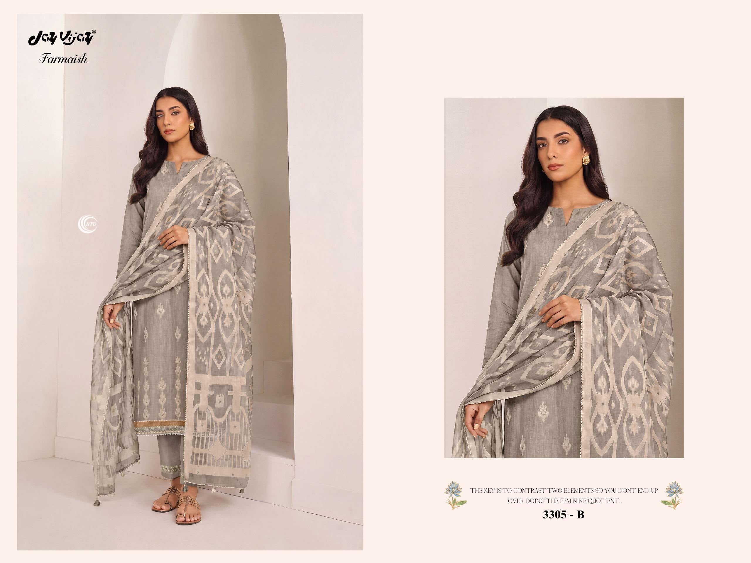 Pure Mul Chanderi Jacquard Embroidered Suit Set