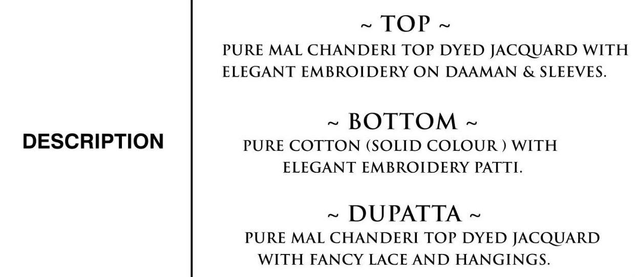 Pure Mul Chanderi Jacquard Embroidered Suit Set with Mul Chanderi Jacquard Dupatta & Cotton Bottom