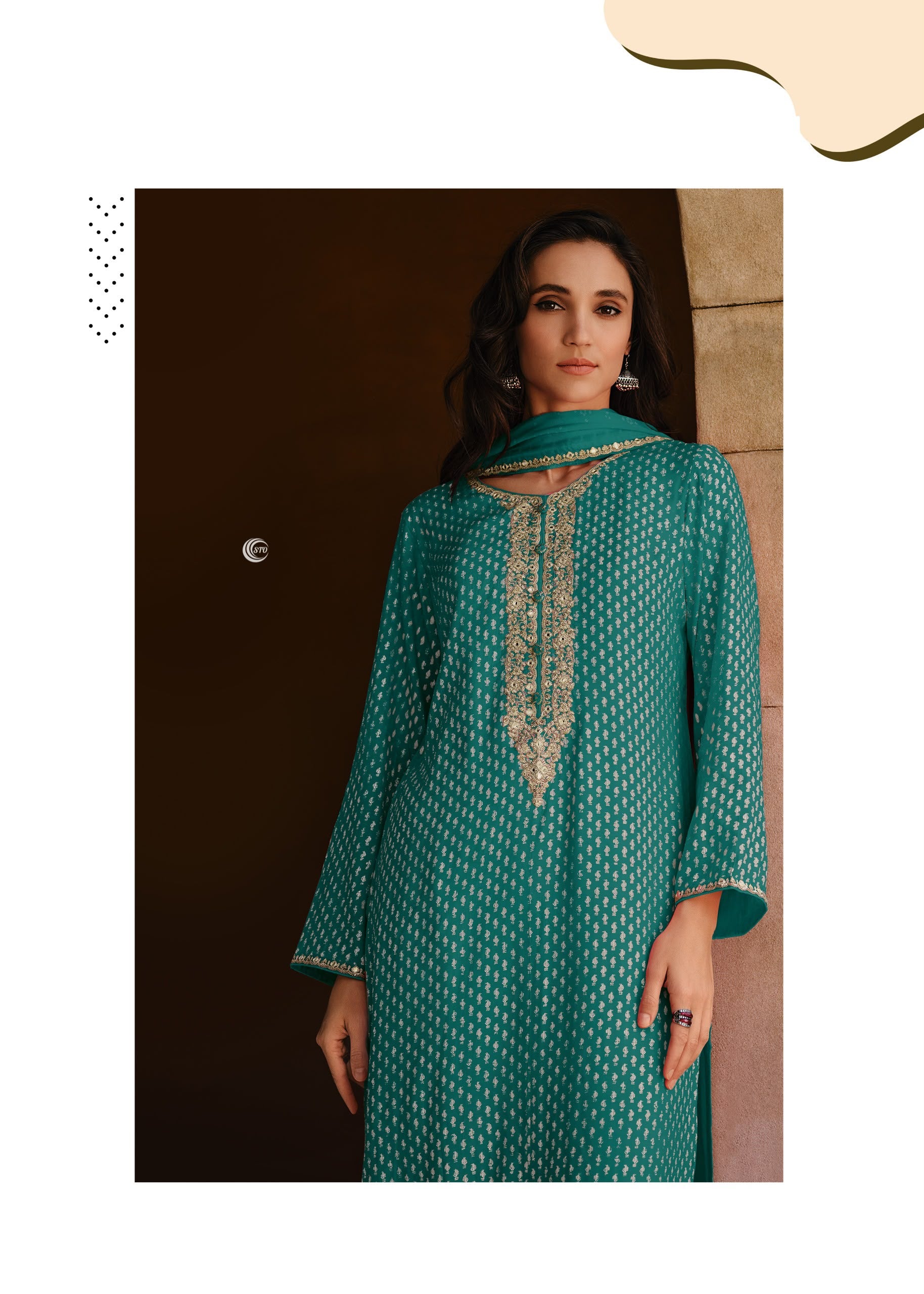 PURE MASLIN SILK PRINT WITH EMBROIDERY
