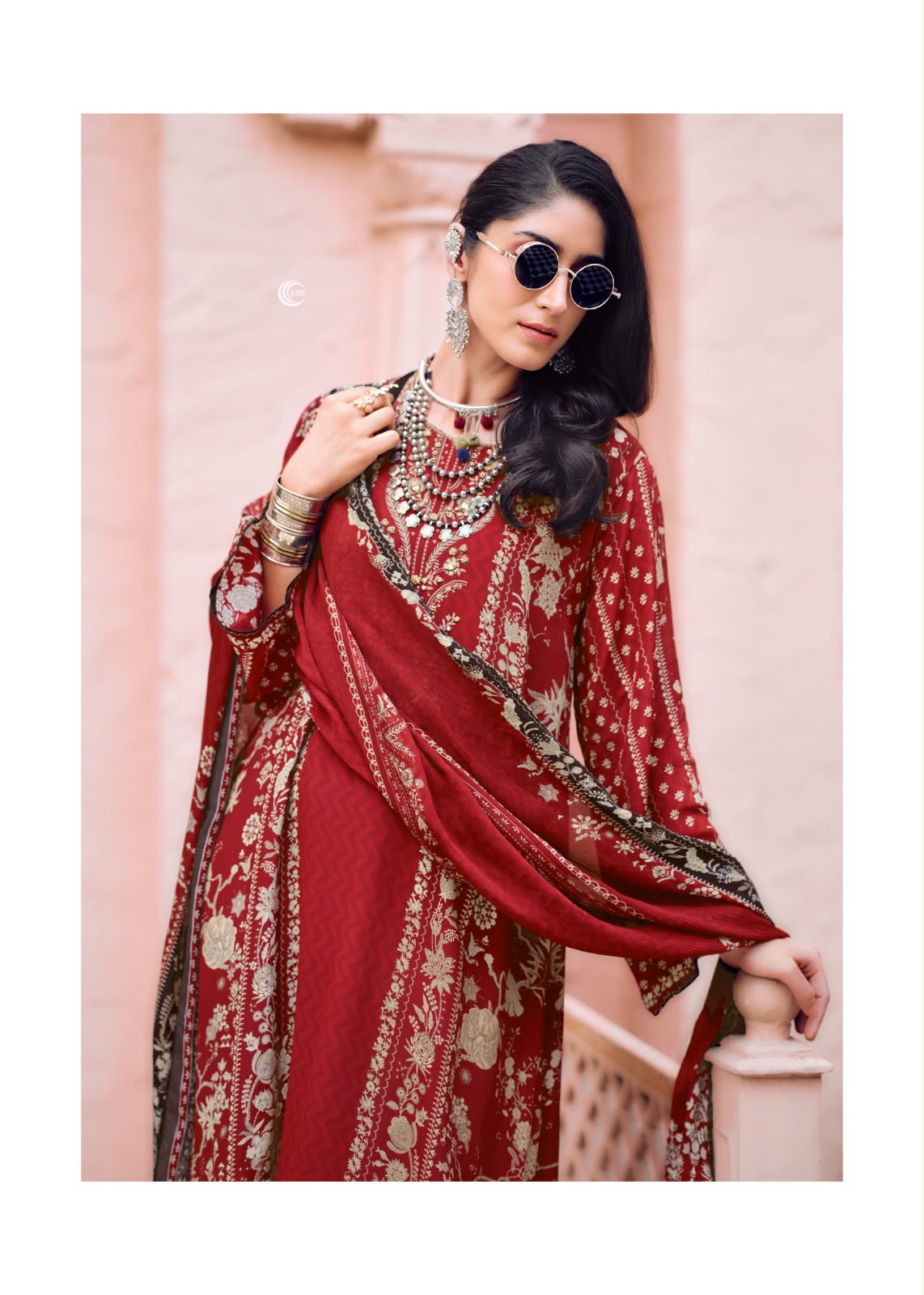 PURE VISCOSE CREPE PRINT WITH EMBROIDERY