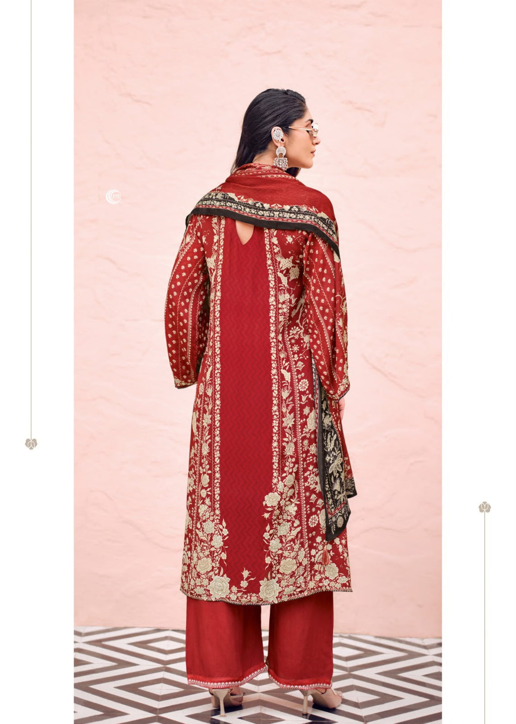 PURE VISCOSE CREPE PRINT WITH EMBROIDERY