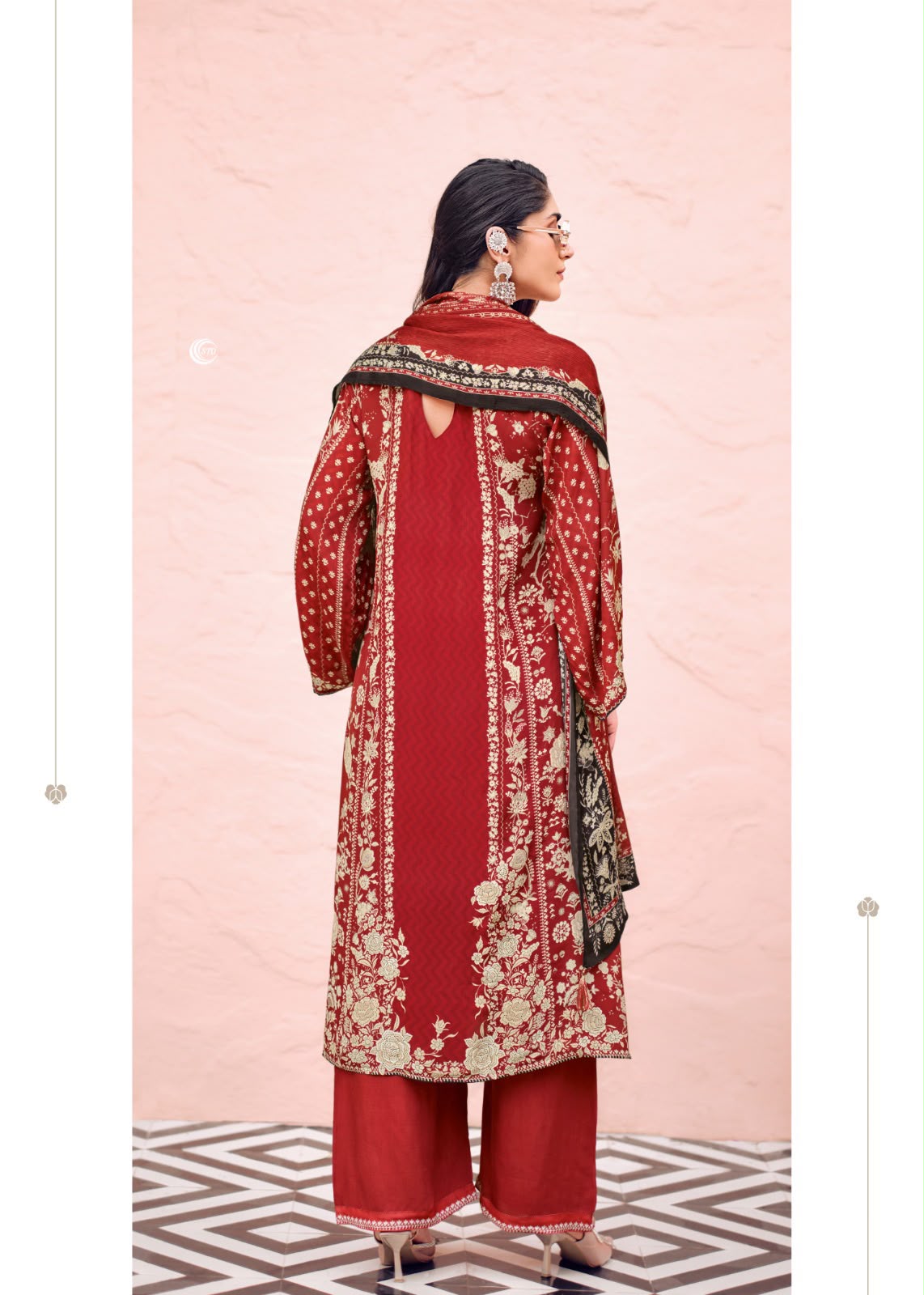 PURE VISCOSE CREPE PRINT WITH EMBROIDERY