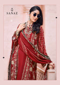 PURE VISCOSE CREPE PRINT WITH EMBROIDERY