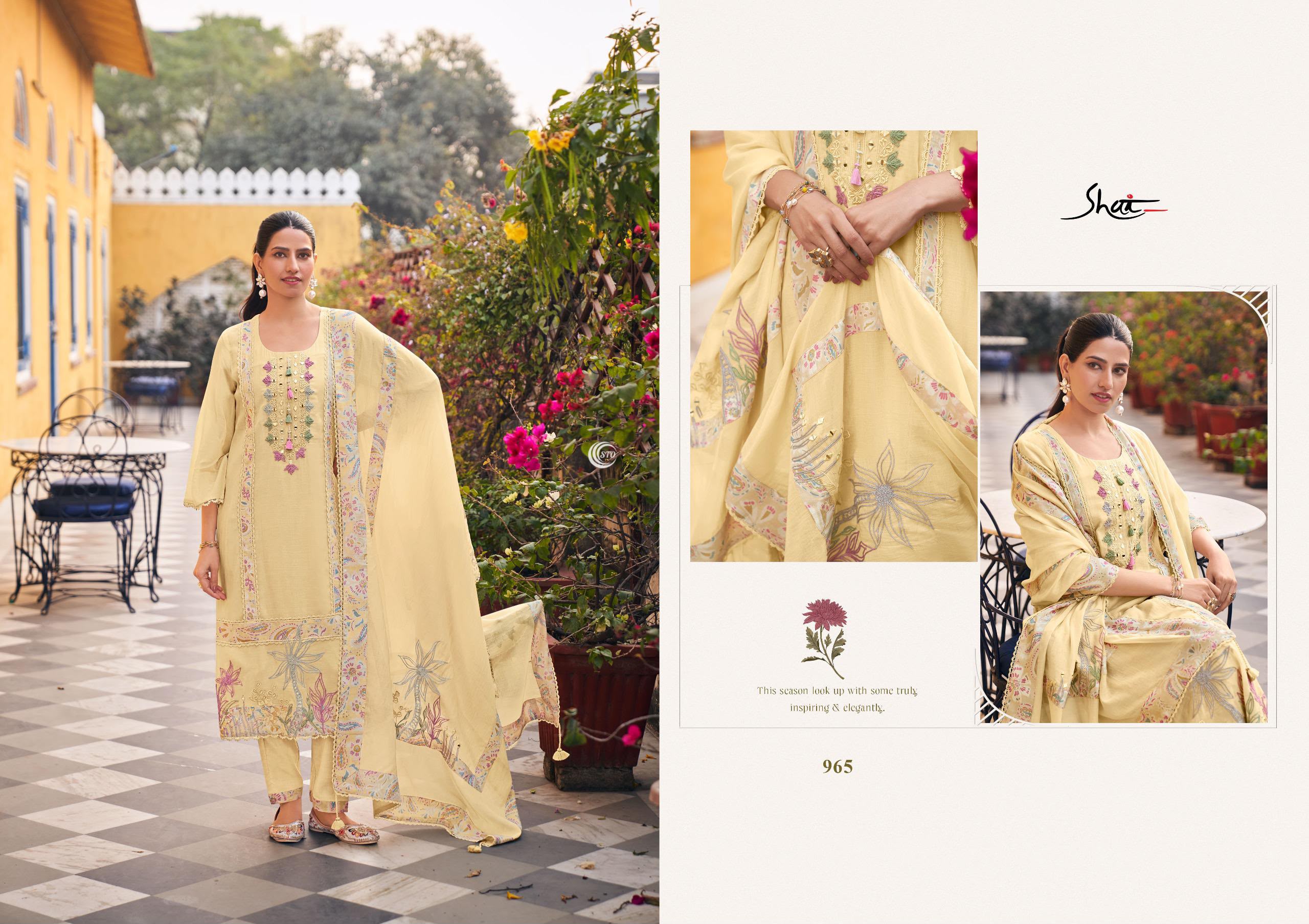 PURE BEMBERG HABUTAI SILK EMBROIDERED SUITS