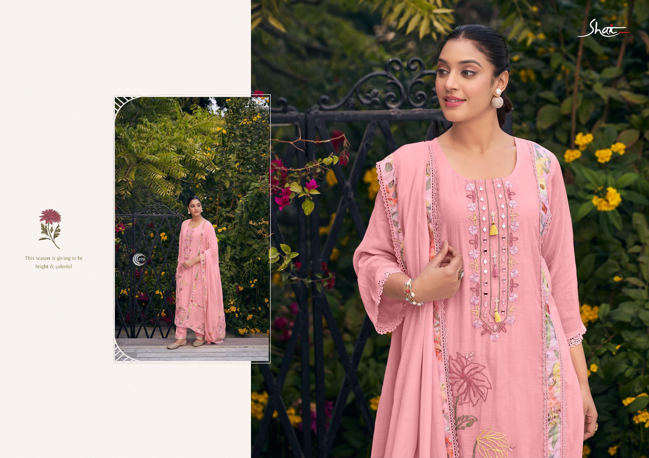 PURE BEMBERG HABUTAI SILK EMBROIDERED SUITS