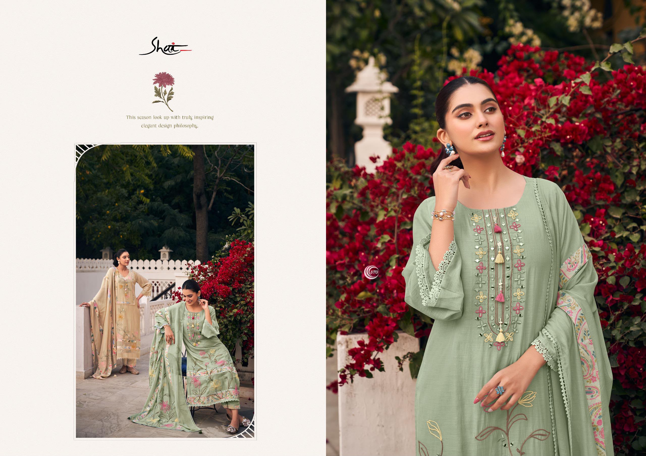 PURE BEMBERG HABUTAI SILK EMBROIDERED SUITS