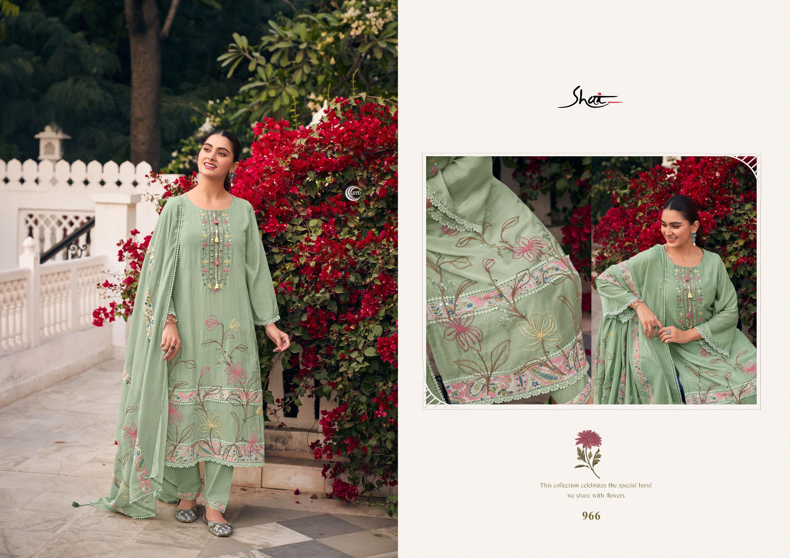 PURE BEMBERG HABUTAI SILK EMBROIDERED SUITS