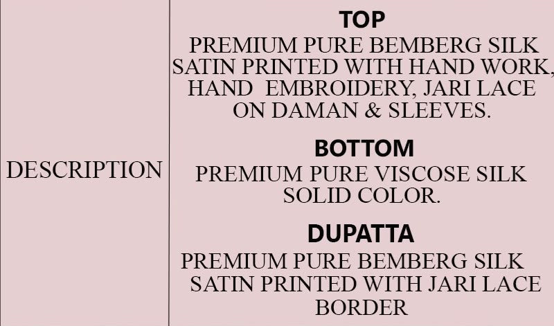 PURE BEMBERG SATIN SILK PRINT WITH EMBROIDERY