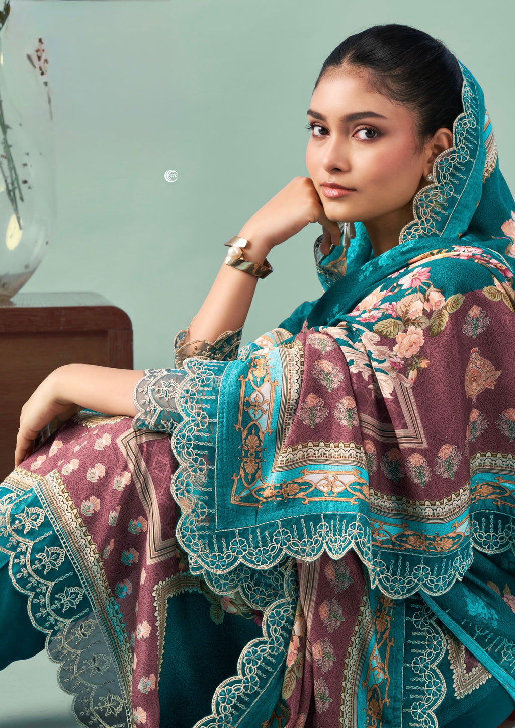 PURE COTTON PRINT WITH EMBROIDRY SUIT WITH CHIFFON DUPATTA