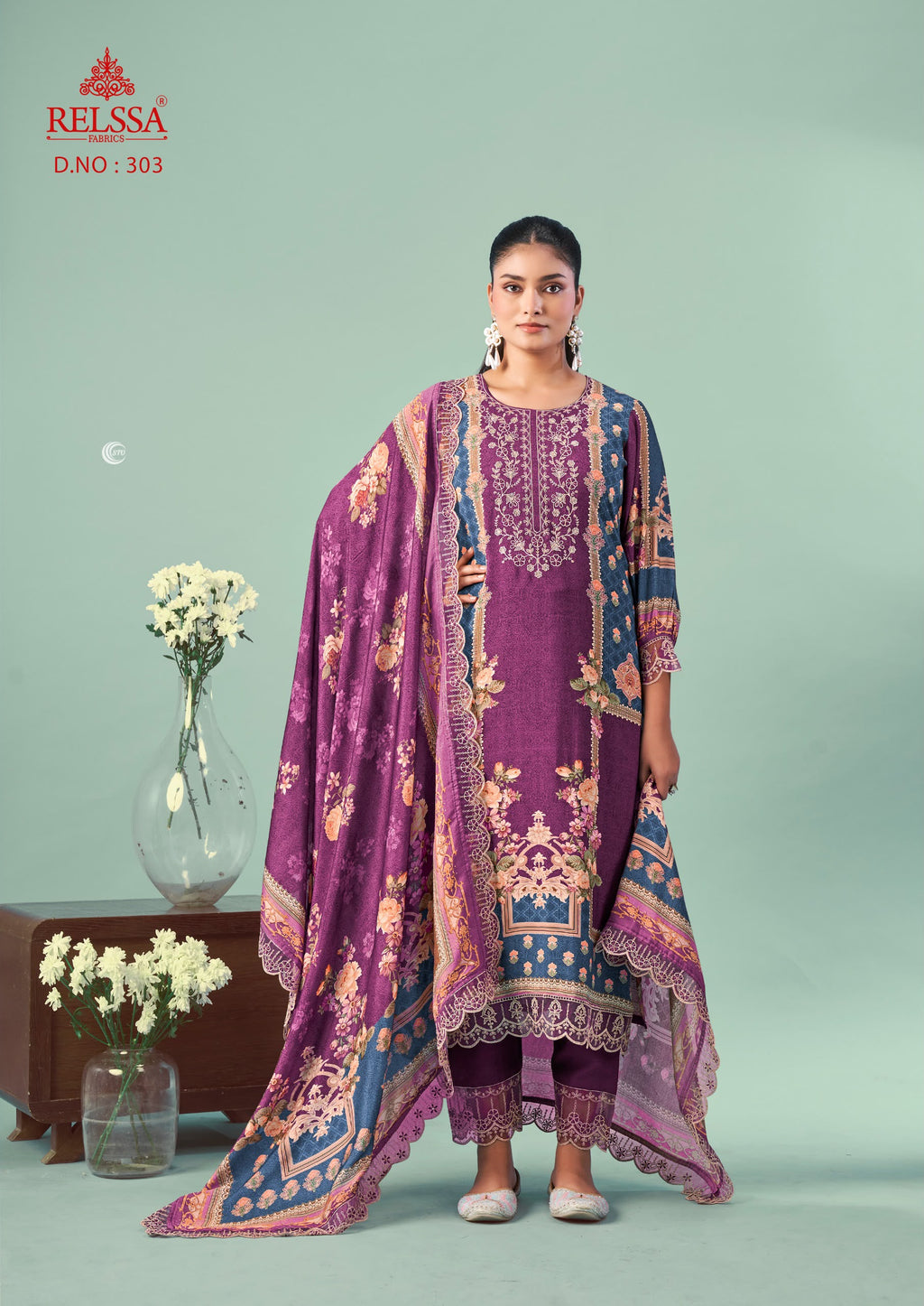 PURE COTTON PRINT WITH EMBROIDRY SUIT WITH CHIFFON DUPATTA