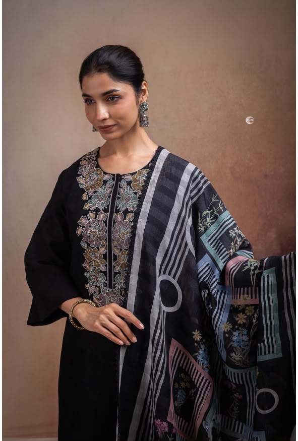 PURE MUL COTTON JACQUARD WITH EMBROIDERY SUIT