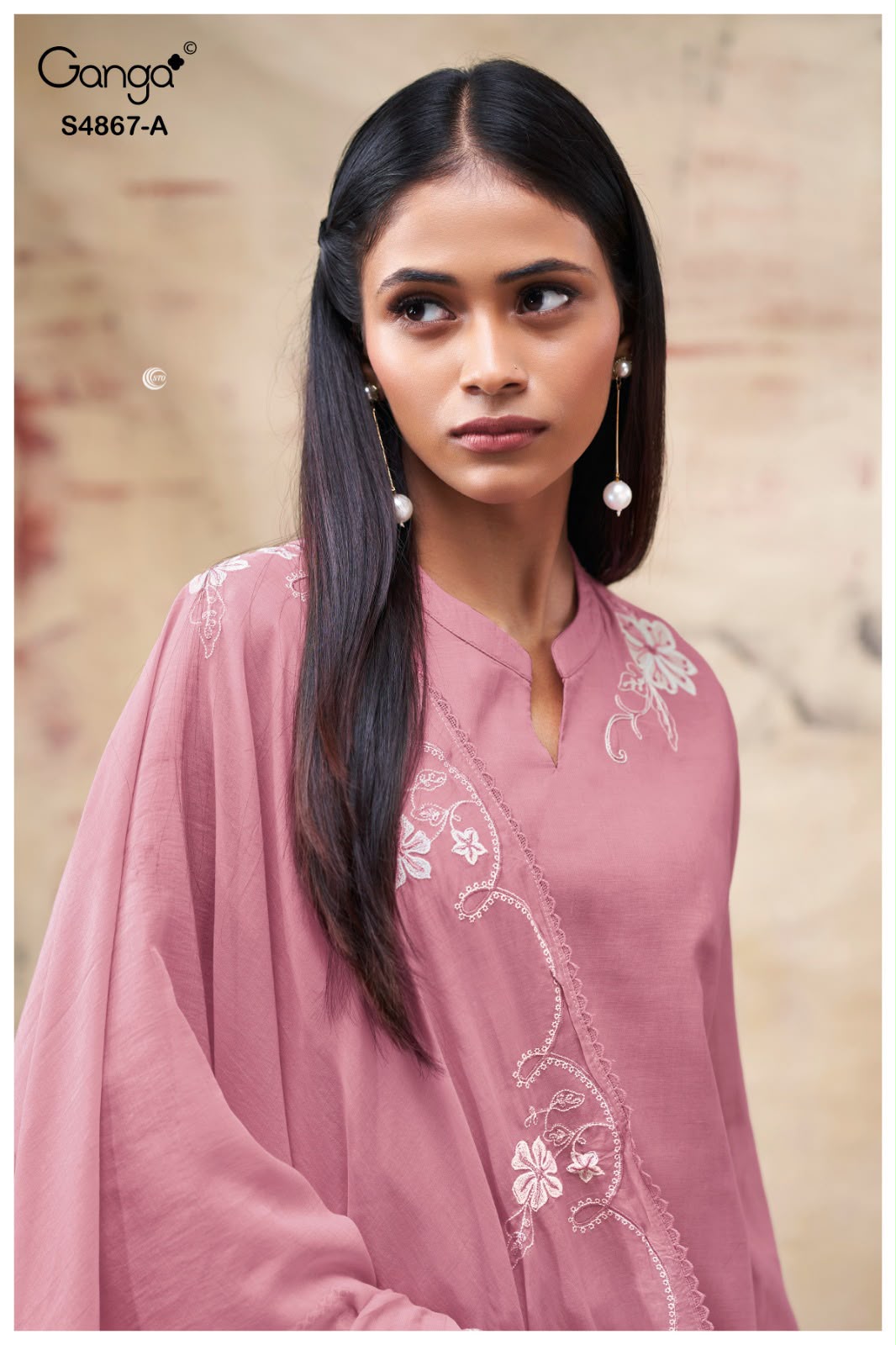 PURE BEMBERG MUL EMBROIDERED SUITS WITH PURE BEMBERG MUL EMBROIDERED DUPATTA & COTTON BOTTOM