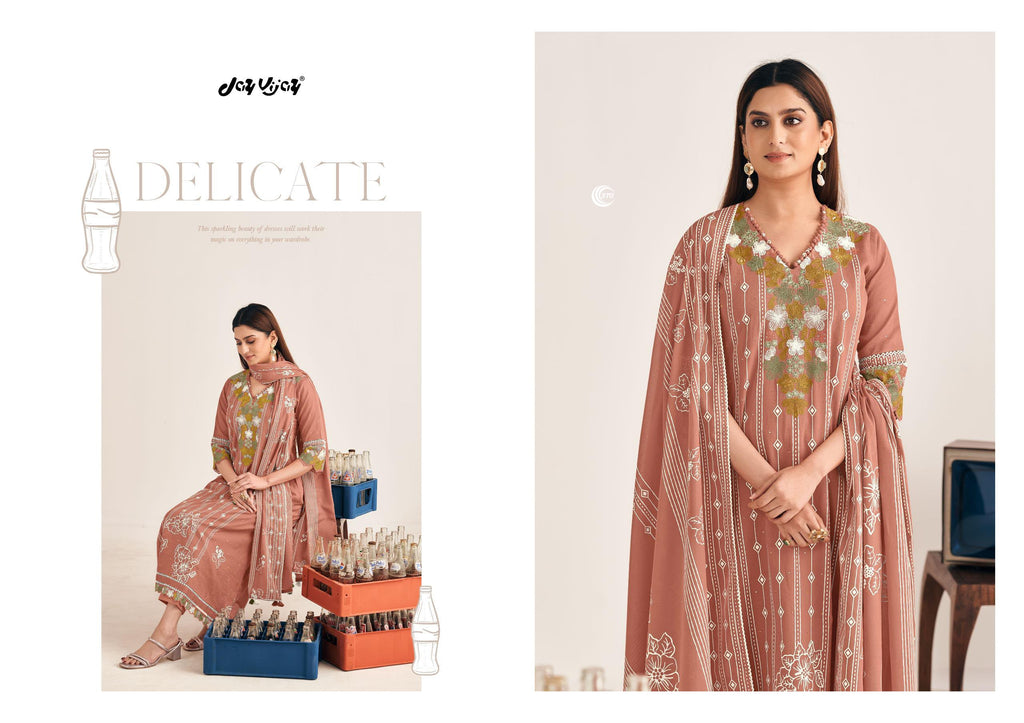 PURE MUL COTTON PRINT WITH EMBROIDERY SUIT