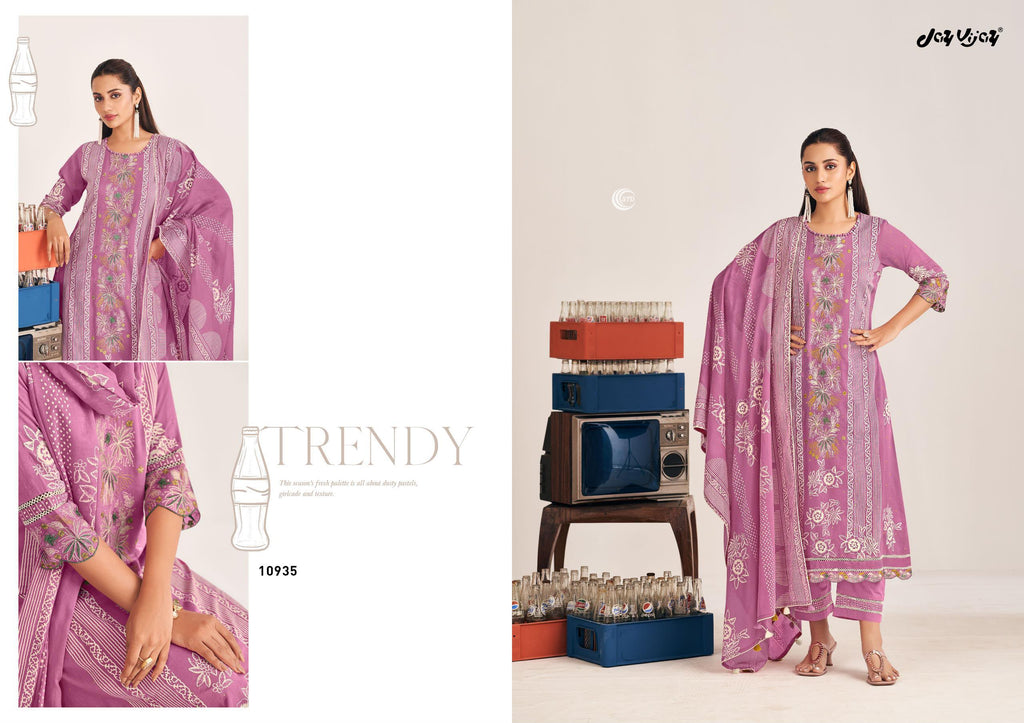 PURE MUL COTTON PRINT WITH EMBROIDERY SUIT