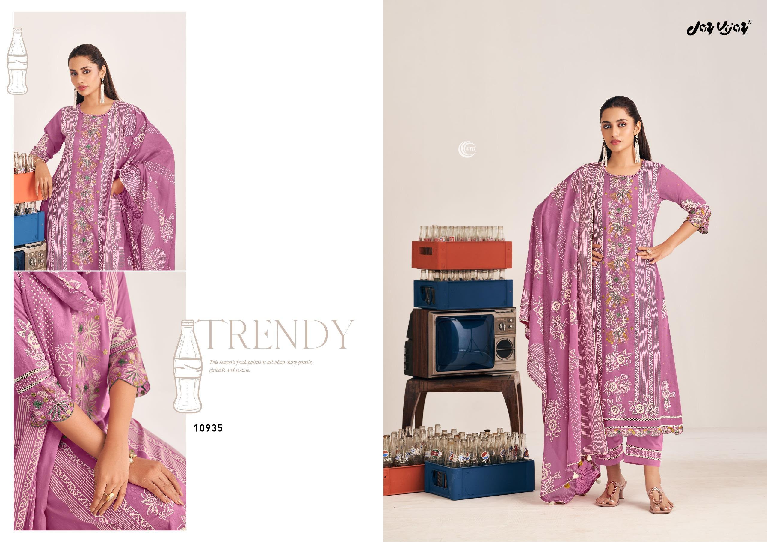 PURE MUL COTTON PRINT WITH EMBROIDERY SUIT