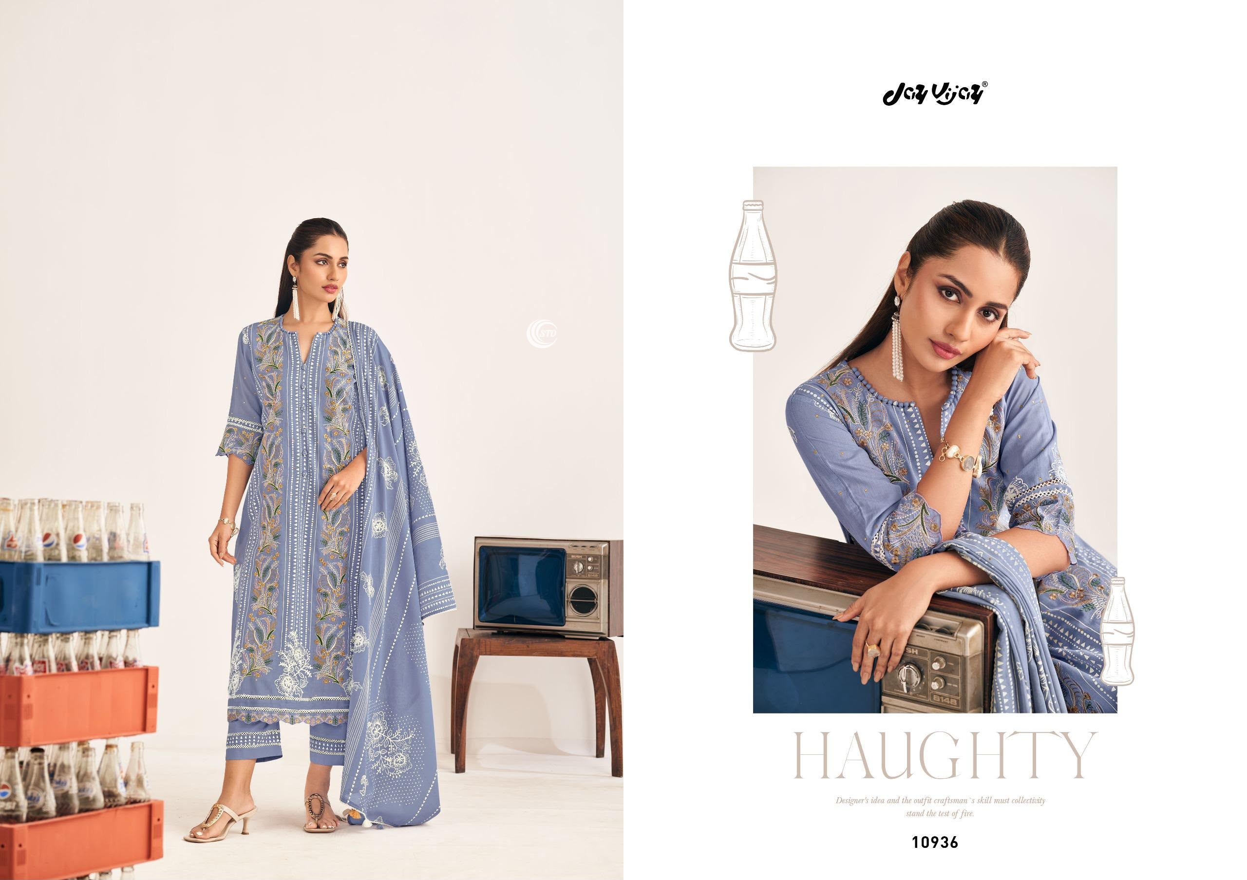 PURE MUL COTTON PRINT WITH EMBROIDERY SUIT