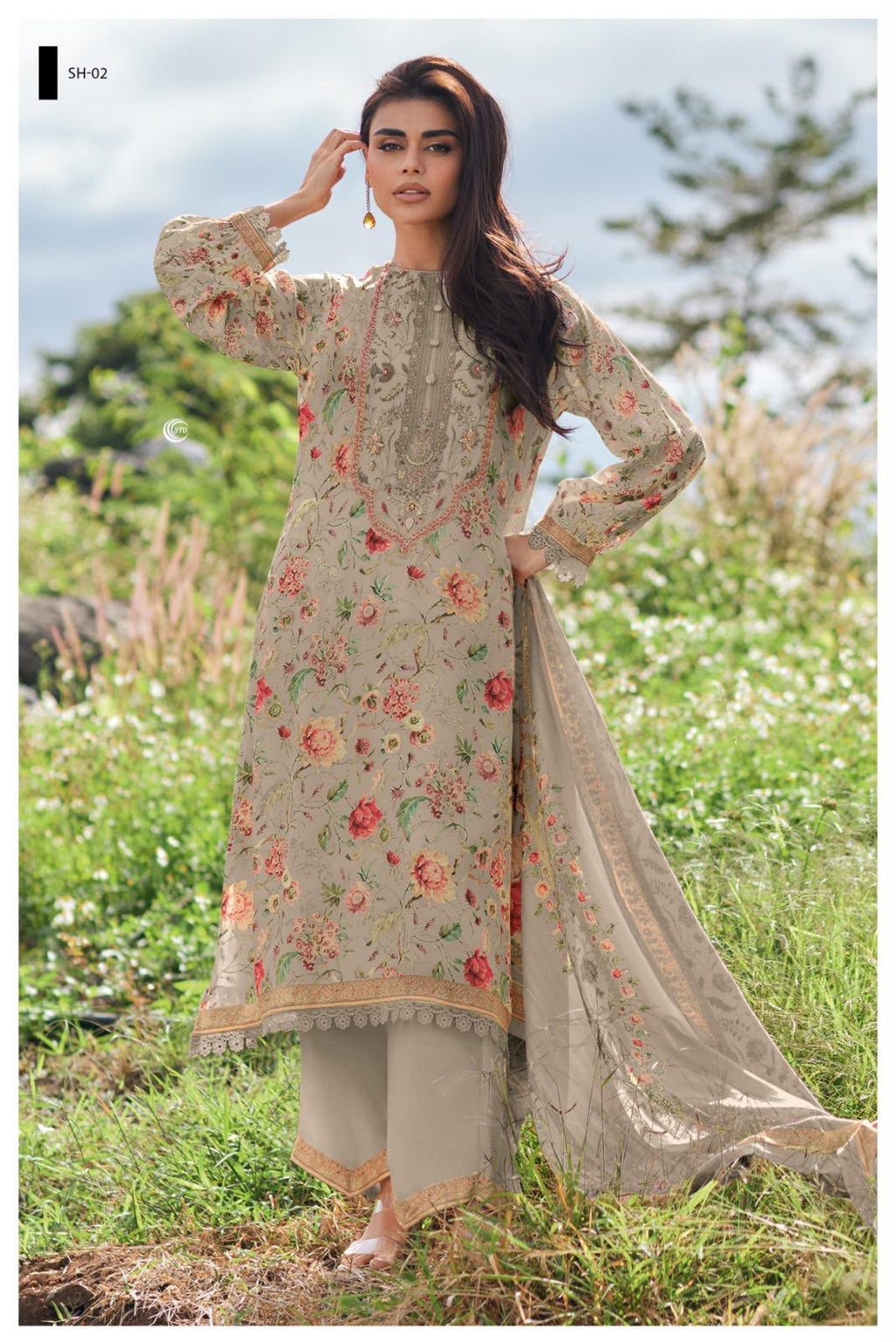 PURE COTTON PRINT WITH EMBROIDERY SUITS &amp; PURE COTTON DUPATTA, COTTON BOTTOM